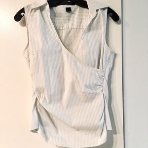 Express Sleeveless V-Neck Collared Dress Shirt